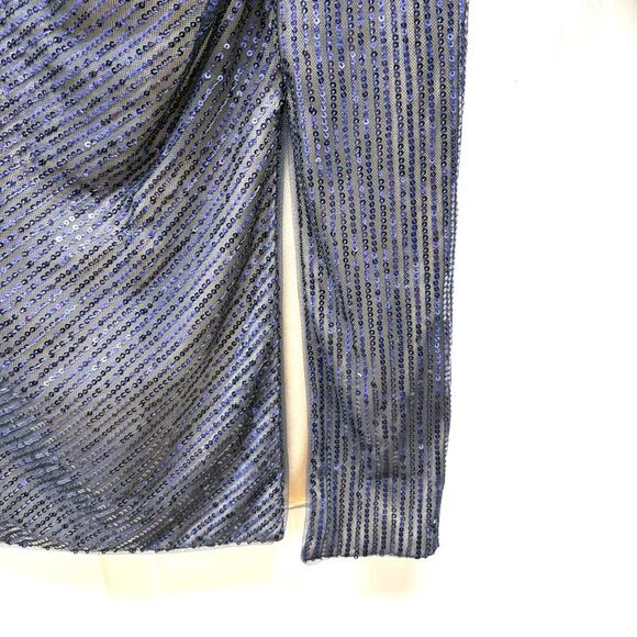 René Ruiz Sequin Dress, Knee Length, Navy Blue, Taupe Lining, V Neck, Size 4 - Picture 6 of 14